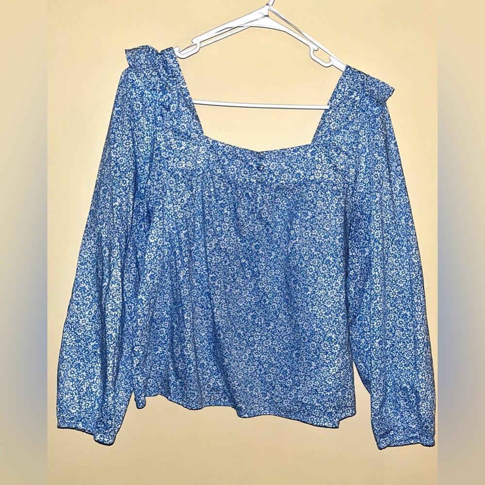 J. Crew Blue Floral Blouse